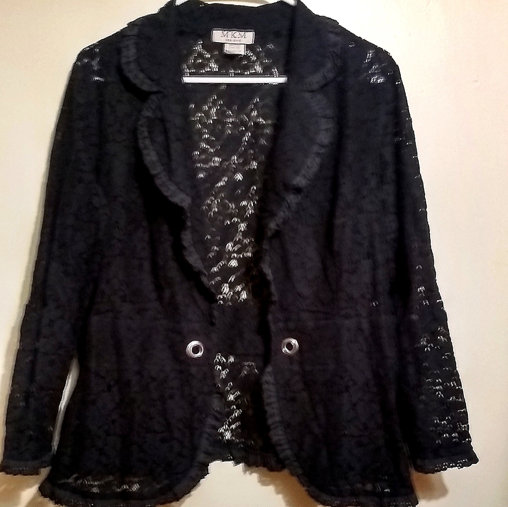 Womens MKM Designs black lace casual blazer 1x